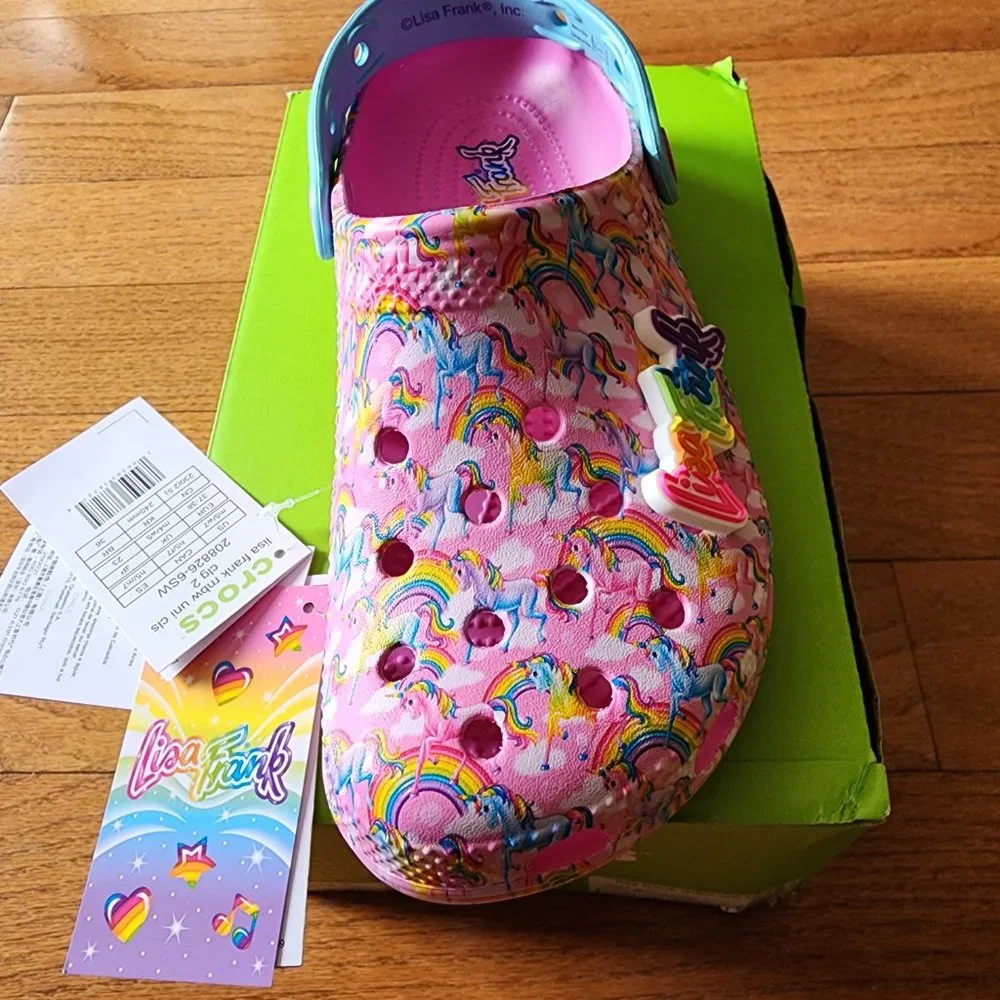 Crocs Lisa Frank Classic Unisex Clog PINK RAINBOW - Picture 3 of 4